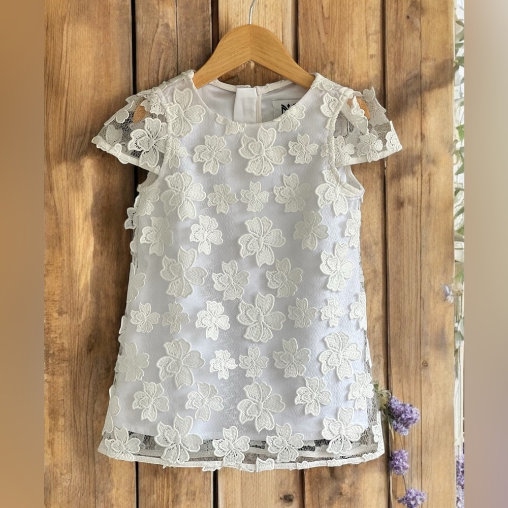 MILLY MINIS Girl’s 3D Floral Lace Appliqué Dress